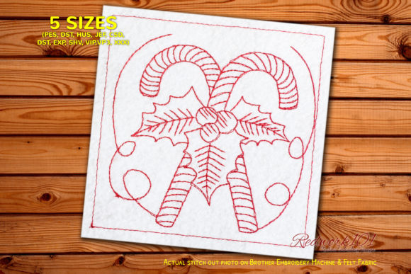 Review: Christmas Candy Canes Redwork for Holiday Crafts