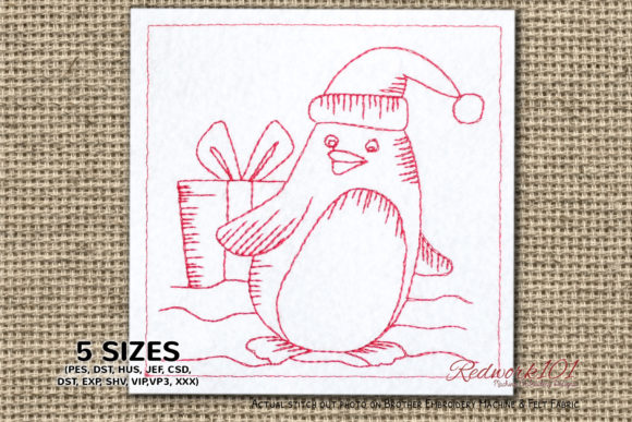 Review: Christmas Penguin Redwork for Etsy Shops