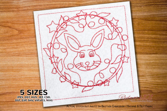 Review: Christmas Rabbit Face Redwork Design