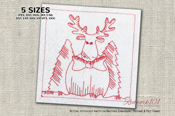 Reviewing Christmas Cartoon Reindeer Redwork for Craft Fairs