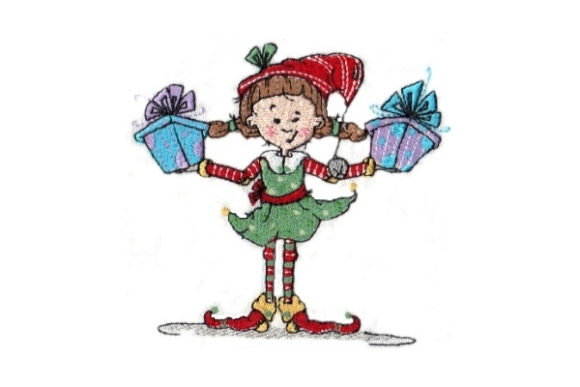 Sassy Polly Elf: A Festive Embroidery Design for Holiday Sales